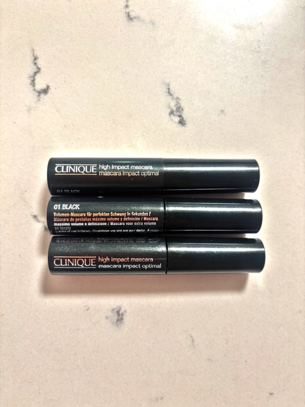 Clinique High Impact Mascara, 01 Black, Sample/Travel Size, New, x 3